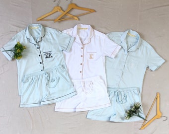 Soft Cute Pajamas best for photoshoots getting ready & sleep overs. Perfect for daily use. Matching Set. Bridal PJ Set.