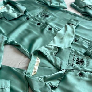 Satin Bridesmaid Pajamas Shirt short pant set for bridal party and getting ready . Flower girl pj set available too.