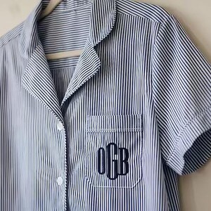 Seersucker Pure cotton matching bridal pajamas with names or monograms image 11