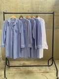 Bridesmaid pajamas. Cotton Blue stripes shirts. Seersuckers shirts. Very Very Light cotton shirts with front pocket and side pockets.