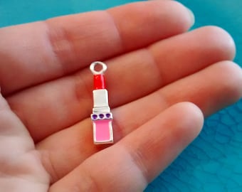 3D pink girl lipstick chapstic make up charm pendant cute pink charm
