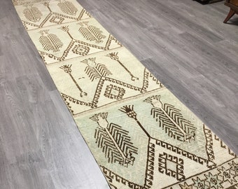Faded Turkish Oushak Rug Runner: Hand-Knotted Wool Hallway Rug (2'6'' x 13 ft)