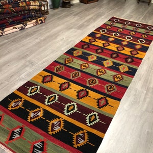 Vintage Kilim Runner,Anatolian Kilim Runner ,Handspun Wool Runner, Colorfull Kilim Runner,Hallway Runner,Long Runner,Bohemian Runner,Runners