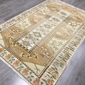 Vintage Turkish Oushak Rug ,Pastel  Color  Rug,Faded Oushak Rug,Distressed Rug,Home Living Rug,Floor Rug,Floring Rug,Wool Rug,Ethnic Rug,Rug