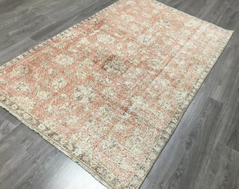 Bohemian Wool Rug,Oushak Rug,Anatolian Rug,Pastel Rug,Oushak Rug,Vintage Rug,Turkish Rug,Distressed Rug,Ethnic Rug,Handwoven Rug,Wool Rugs