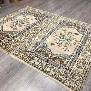 Pair of Rugs,Oushak  Rugs, Area Rugs,Pastel Rugs,Low pile Rug,Anatolian Rugs,Muted Rugs,Distressed Rugs,Decorative Rugs,Handkonotted rugRug