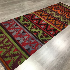 Vintage Turkish Primitive  Tribal Kilim Rug Runner,Vintage Anatolian Hallway Rug,Farmhouse  Rustic Kilim Rug Runner,Vintage Kilim Rug Runner