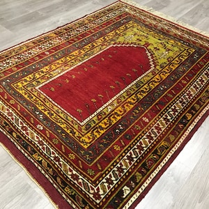 Hand Made Antique Wool Turkish Konya Rug,Antique Tribal Persian Rug,Antique Oushak Rug,Natural Color Farmhouse Anatolian Rug,Antique  Rugs