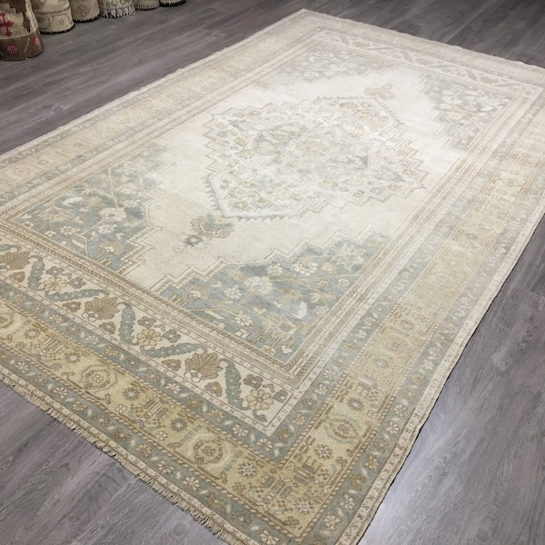 Oushak groot vloerkleed met medaillon (6'7'' x 10'8'')