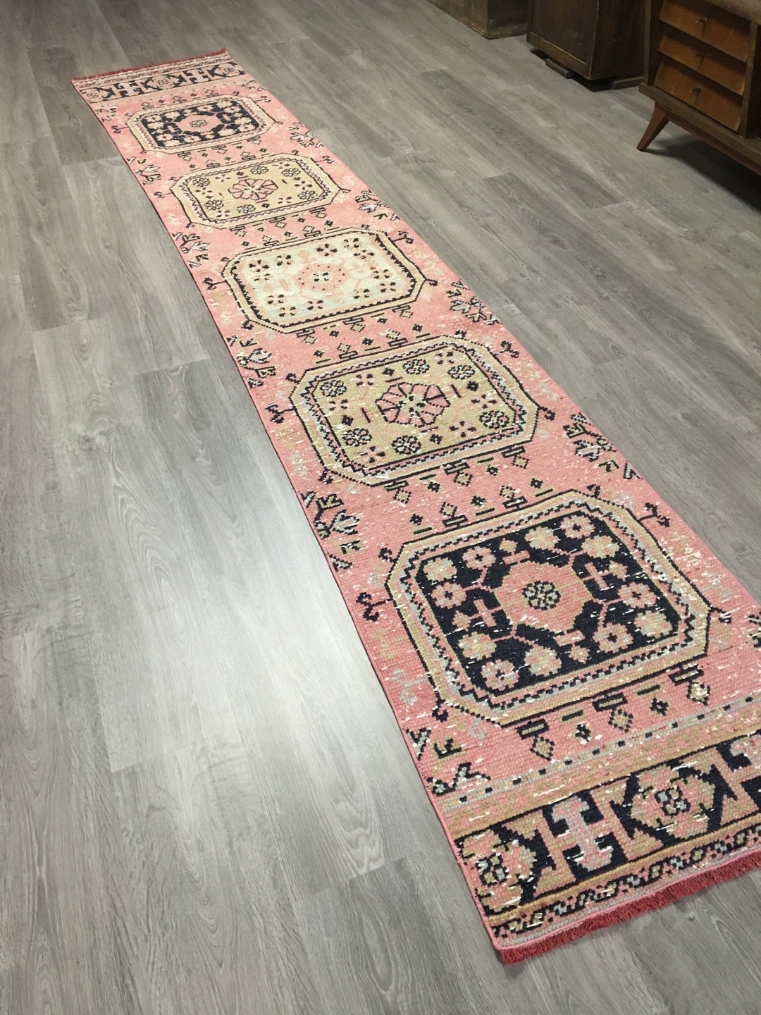 Pink Rug Runner,anatolian Runner,wool Runner,hallway Runner,flooring