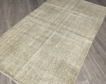 Bleknad turkisk Oushak-matta, vintage ull-anatolisk matta, 90 x 180 cm