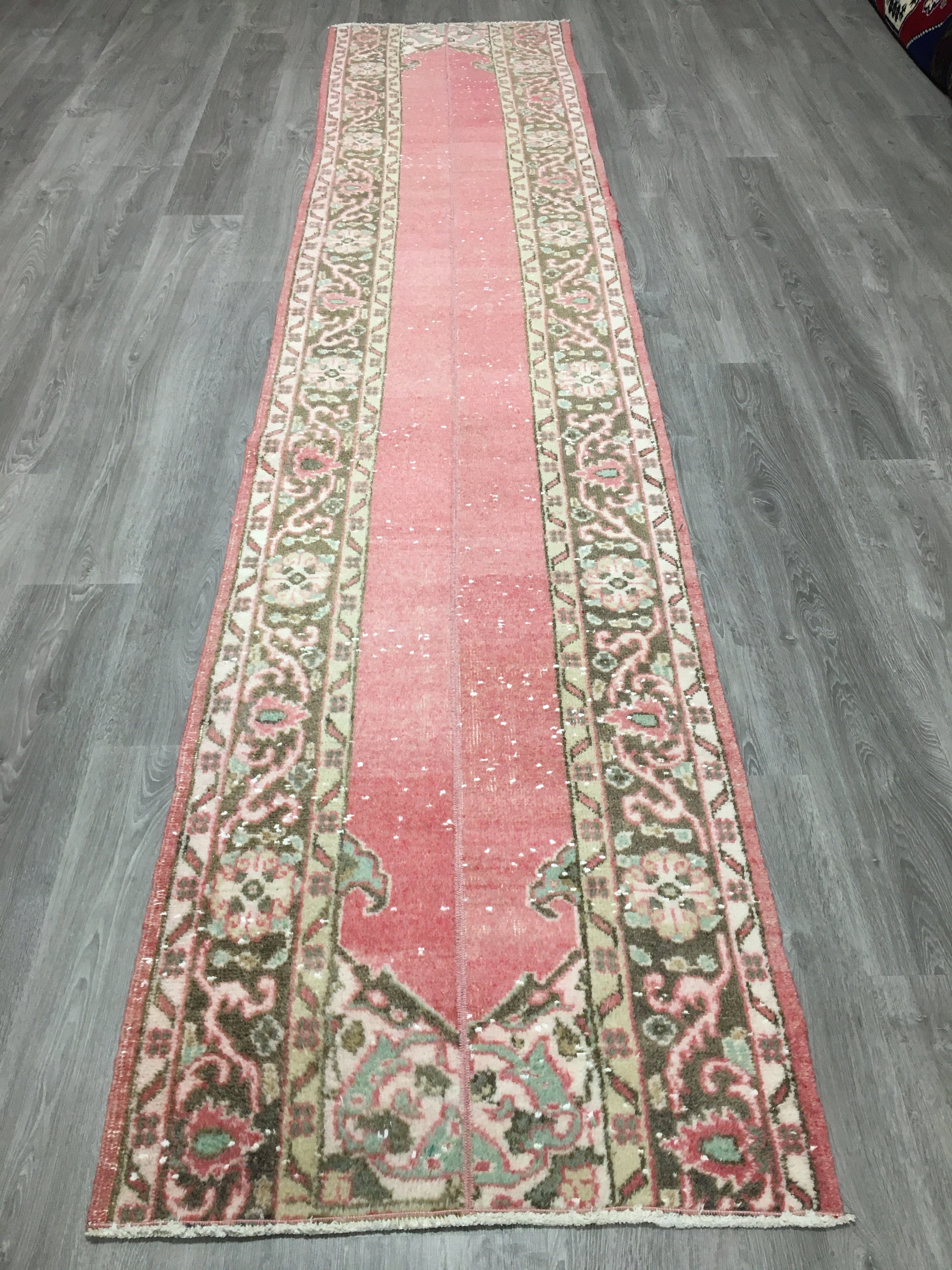 ヴィンテージ トルコ パッチワーク ランナーラグ、ボヘミアン ホール