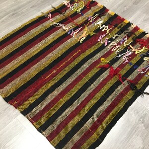 Vintage Square Turkish Tribal Kilim Rug For Hanging,Vintage Anatolian Square Rug,Tribal Pastel Turkish Kilim Rug,Rustic Hanging Rug,Kilims