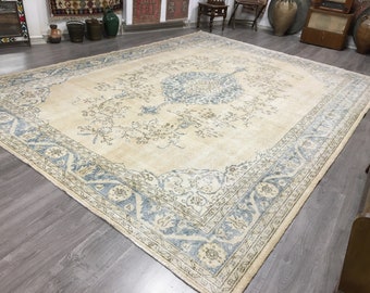 Turkish Oushak Rug,Turkish Rug,Anatolian Rug,Oushak Rug,Turkish Oushak Rug,Handwoven Rug,Muted Color Rug,Wool Rug,Rugs,Vintage Rug,Wall Rugs