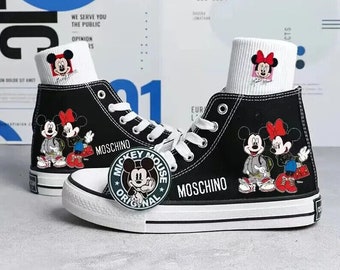 Disney Zapatos de Lona MICKEY MOUSE Zapatillas Plataforma Plana Love Trainers