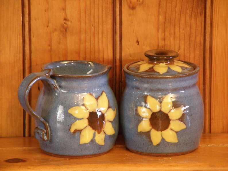 Sunflower Creamer and Sugar Pot Set Etsy
