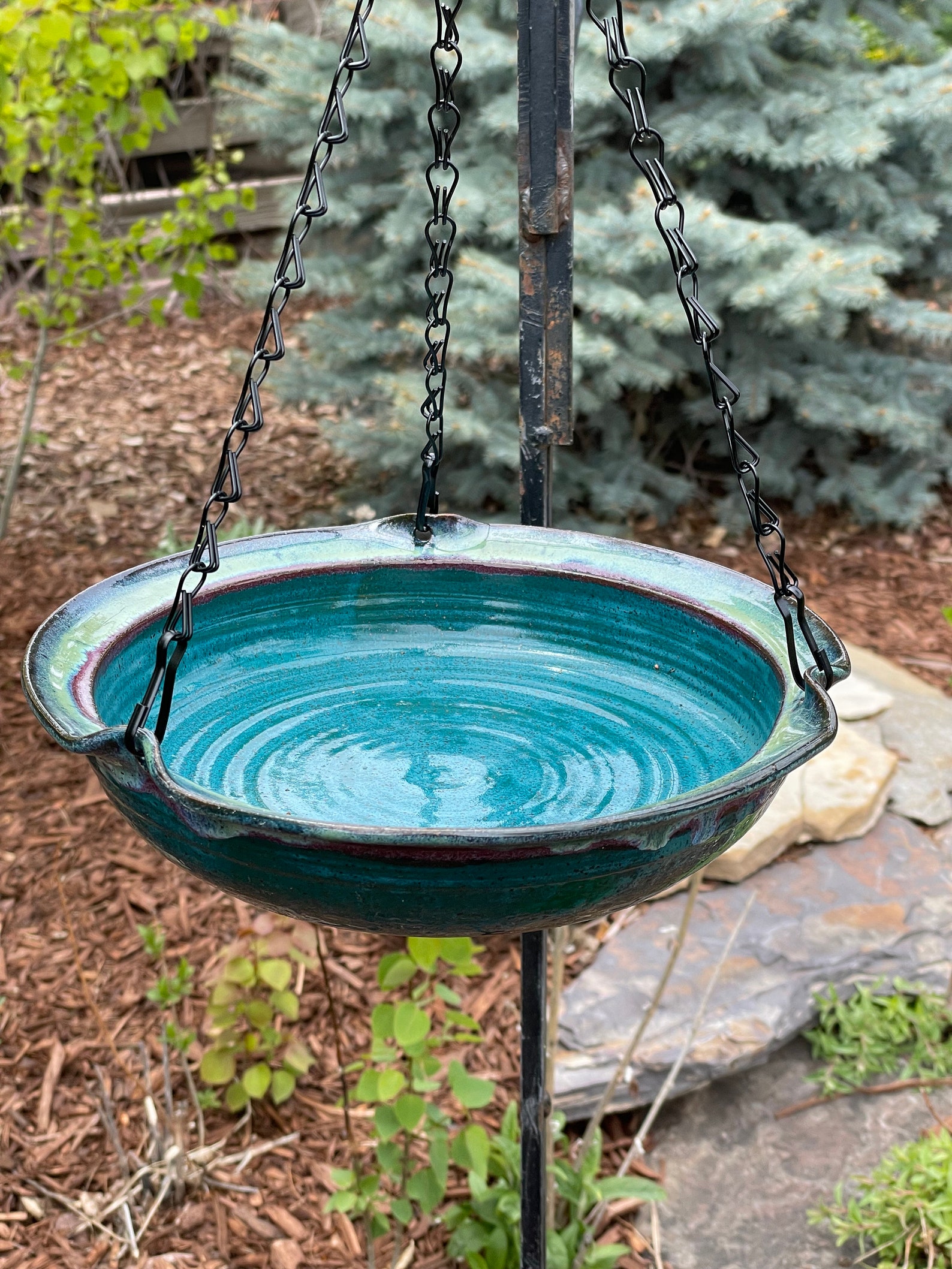 Virtue 50cm Stone Turquoise Bird Bath main image 0