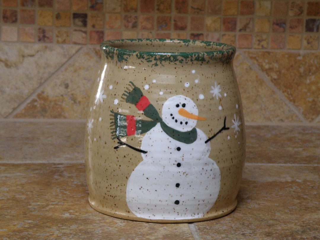Snowman Utensil Holder Etsy