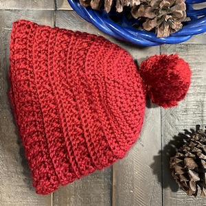 Easy Beanie Pattern, CROCHET PATTERN, Autumn Crochet Hat, Crochet hat pattern PDF, Crochet beanie with Pom Pom Tutorial