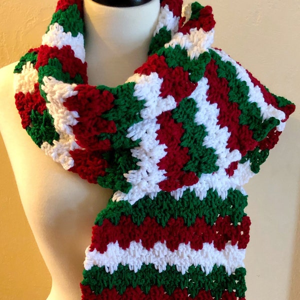 Christmas Crochet Scarf crochet pattern, granny spike stitch crochet pattern, decorative winter scarf, Joyful Holiday Scarf