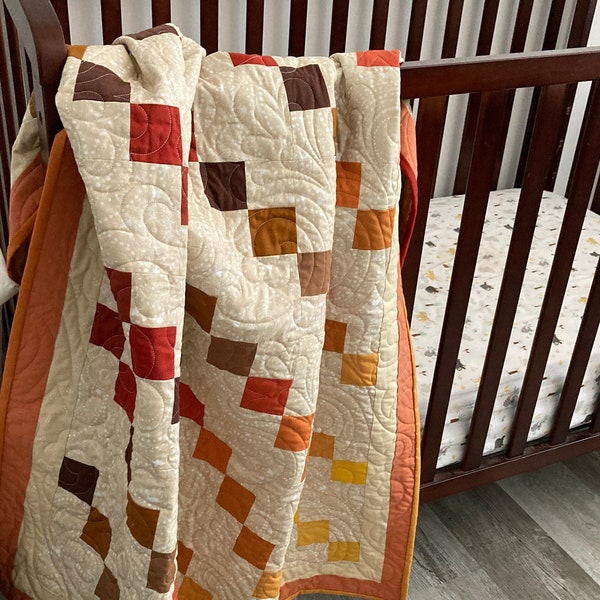 Easy Quilt Patterns PDF Baby Quilt Pattern, Four sizes, Easy Four Patch Quilt Pattern Ombre Sunset, Favorite Four Patch Quilt Pattern