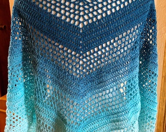 Triangle Crochet Shawl Pattern, Summer Breeze Crochet Triangle Shawl Pattern, Lacy Shawl Crochet pattern, Fingering Yarn Crochet Shawl