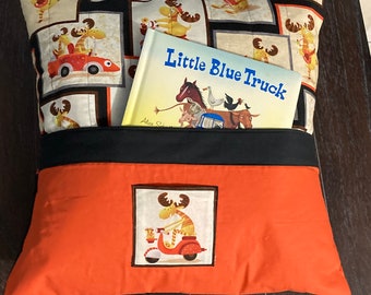 Reading Pillow Cover Sewing Pattern, Pillowcase sewing pattern, Gift to Sew, Easy Book Pillow, Sew a Whimsical Moose Reading Pocket Pillow