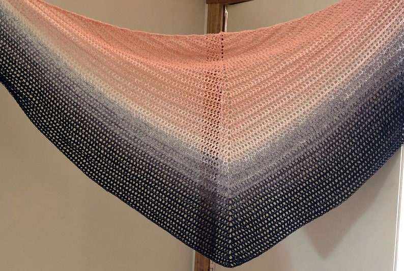 Beginner Triangle Shawl, easy crochet shawl pattern, lacy shawl pattern, triangle shawl pattern, shawl pattern easy image 4