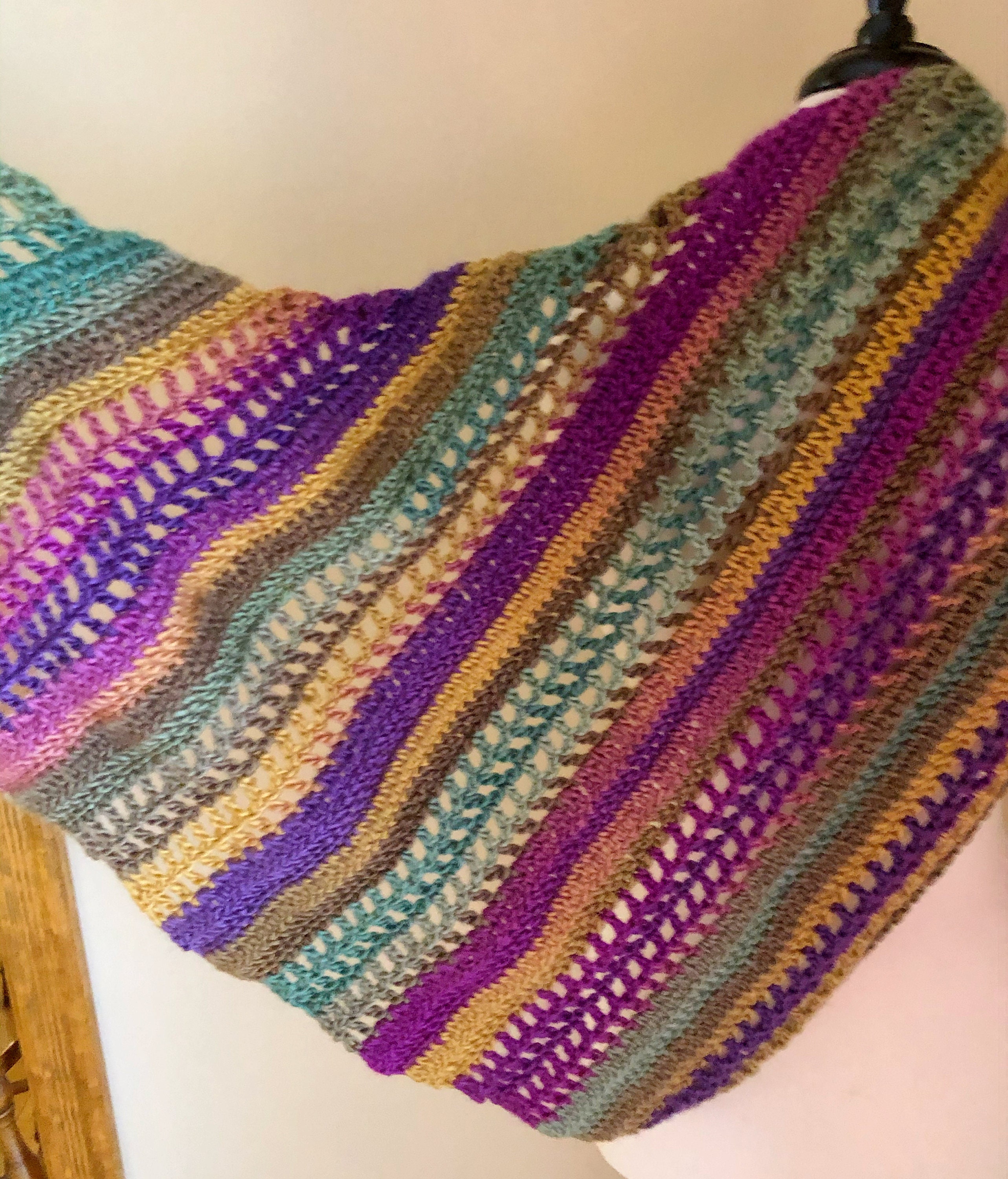 Easy Crochet Scarf Pattern PDF – Beginner Asymmetrical Shawl, Triangle ...