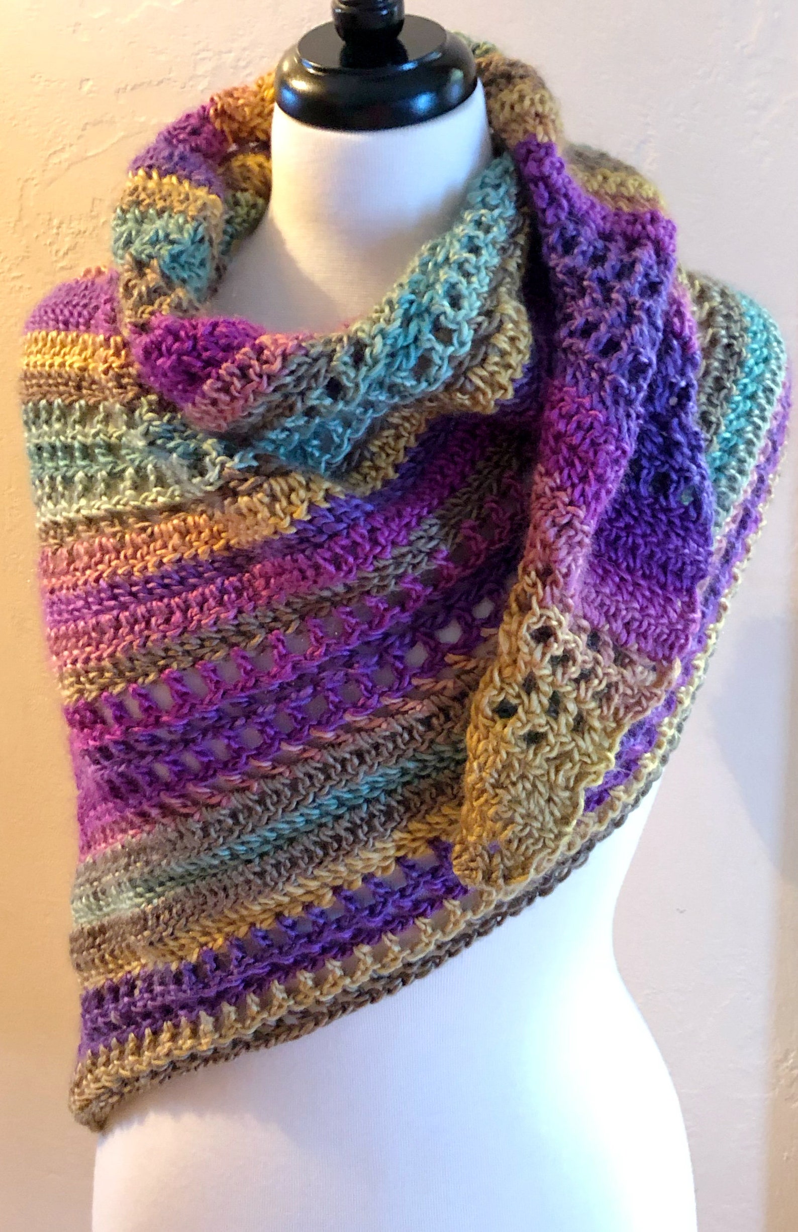 Easy Crochet Scarf Pattern PDF – Beginner Asymmetrical Shawl, Triangle ...