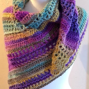 Easy Crochet Scarf Pattern PDF – Beginner Asymmetrical Shawl, Triangle ...