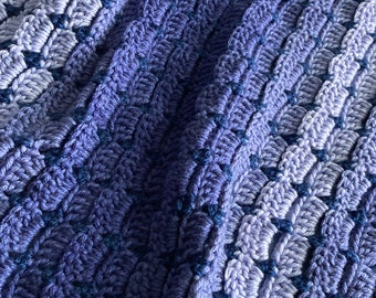 Easy Blanket Crochet Pattern, Boxed Block Stitch Crochet Throw Pattern, Digital Pattern, Winter Lake Crochet Boxed Block Stitch Blanket