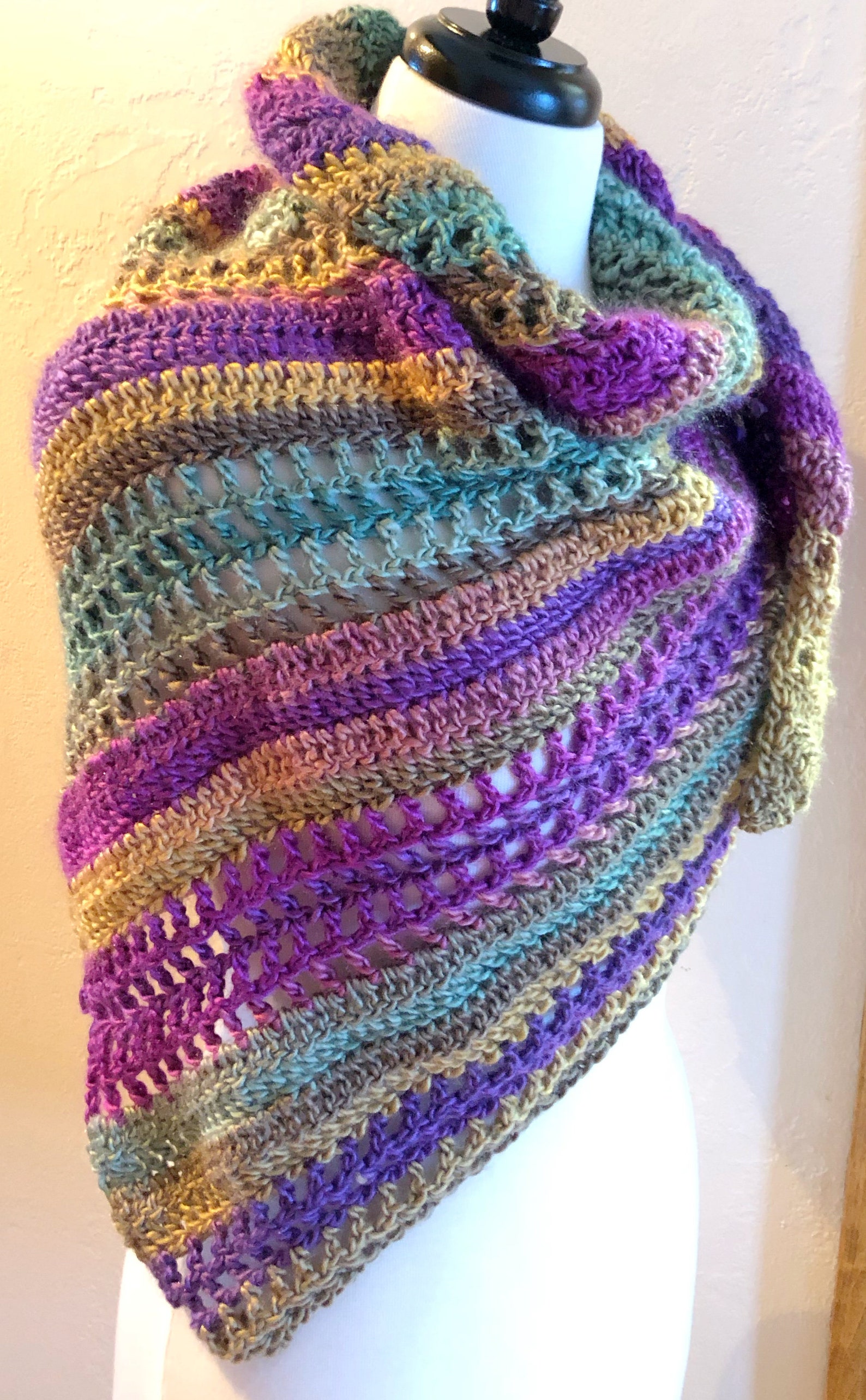 Easy Crochet Scarf Pattern PDF – Beginner Asymmetrical Shawl, Triangle ...