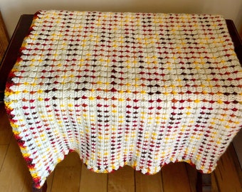 Multi Color Blanket Pattern, Easy Crochet Fireside Throw Blanket, Block Stitch Blanket Crochet, Farmhouse Easy Couch Blanket pattern