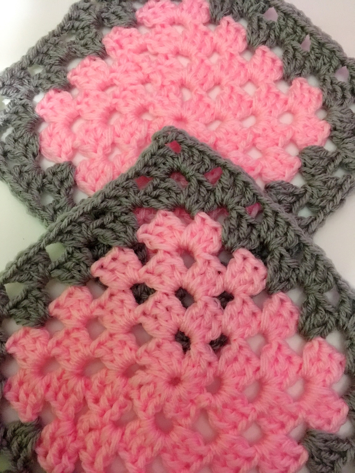 Easy Pink and Grey Baby Blanket Pattern Granny Square Etsy
