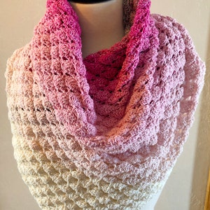 Feeling Flirty Lacy Shell Shawl, Crochet Pattern, crochet shawl pattern, light shawl, shell stitch pattern image 3