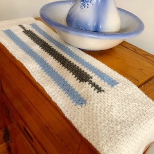 easy crochet pattern, Beginner Table Runner pattern, modern table runner, crochet table mat, Color Block Crochet Tablecloth image 1