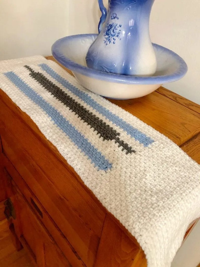 easy crochet pattern, Beginner Table Runner pattern, modern table runner, crochet table mat, Color Block Crochet Tablecloth image 1