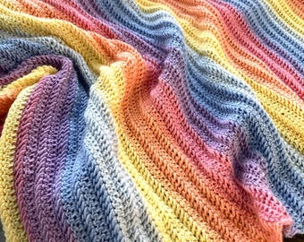 Modèle facile de couverture au crochet aux tons pastel, disponible en 6 tailles | Tutoriel PDF + vidéo pour débutants