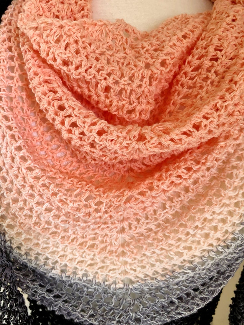 Beginner Triangle Shawl, easy crochet shawl pattern, lacy shawl pattern, triangle shawl pattern, shawl pattern easy image 6