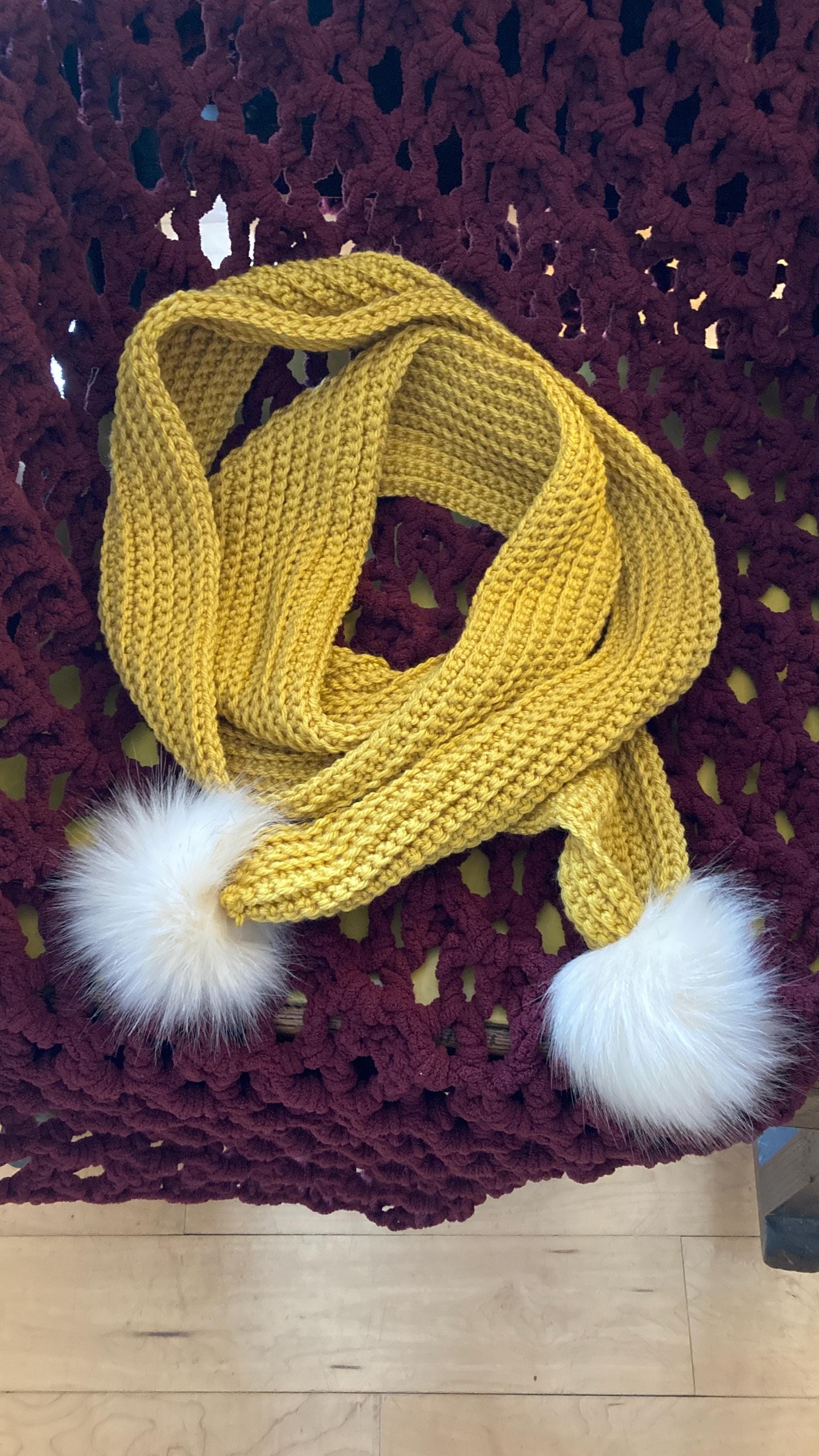 Beginner Ribbed Pom Pom Scarf Crochet Pattern (PDF Download) - Etsy