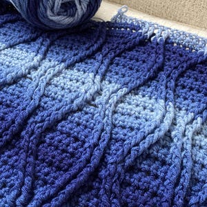 Braided Cable Blanket, Crochet Throw Blanket, Crochet Easy Beginner Cable Afghan with Video Tutorials and Written Pattern, The Freya Blanket