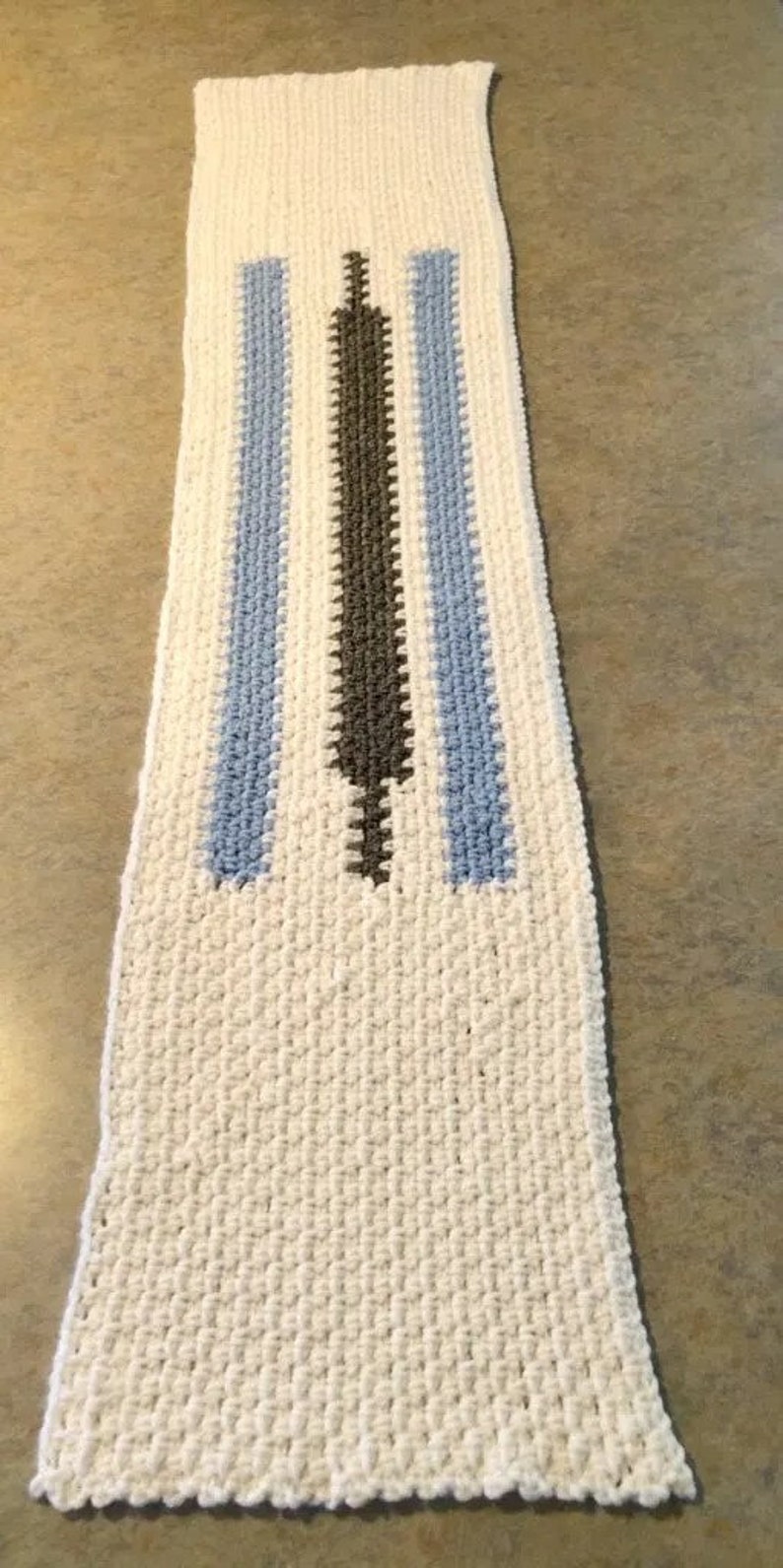 easy crochet pattern, Beginner Table Runner pattern, modern table runner, crochet table mat, Color Block Crochet Tablecloth image 3