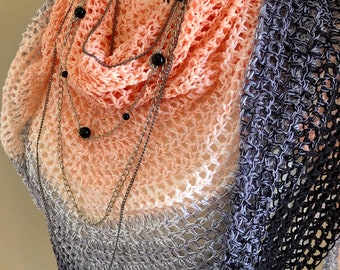 Beginner Triangle Shawl, easy crochet shawl pattern, lacy shawl pattern, triangle shawl pattern, crochet pattern