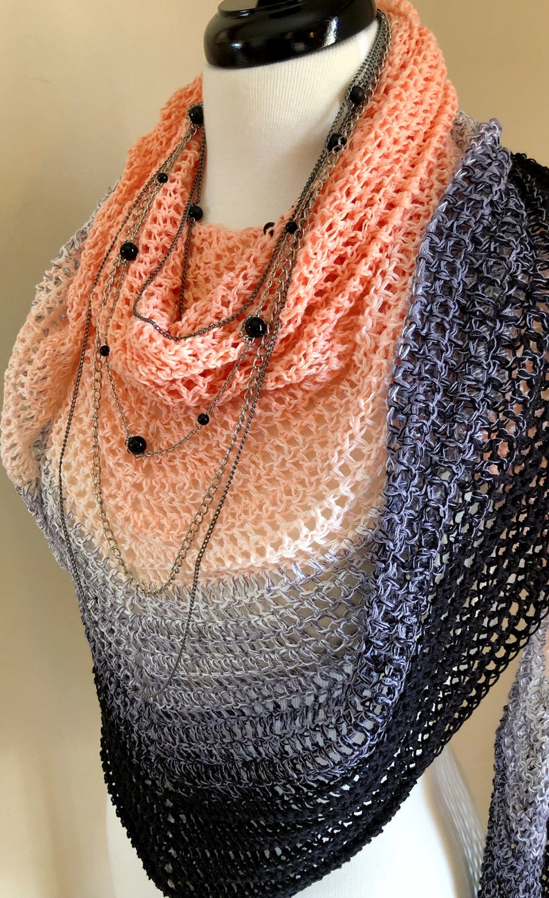Beginner Triangle Shawl, easy crochet shawl pattern, lacy shawl pattern, triangle shawl pattern, shawl pattern easy image 1