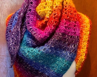 Patrón de chal de ganchillo de una madeja, bufanda triangular de encaje fácil (patrón en PDF)