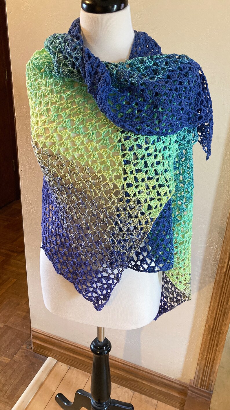 Easy Sideways Shawl, Stunning Aurora Borealis Crochet Shawl, Easy ...