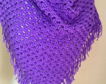 Easy & Quick Crochet Triangle Shawl, Beginner Triangle shawl, Easy Crochet Scarf, Beginner Crochet Shawl Pattern