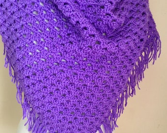 Easy & Quick Crochet Triangle Shawl, Beginner Triangle shawl, Easy Crochet Scarf, Beginner Crochet Shawl Pattern, crochet pattern