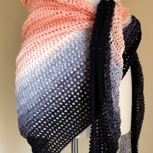 Beginner Triangle Shawl, easy crochet shawl pattern, lacy shawl pattern, triangle shawl pattern, shawl pattern easy image 10